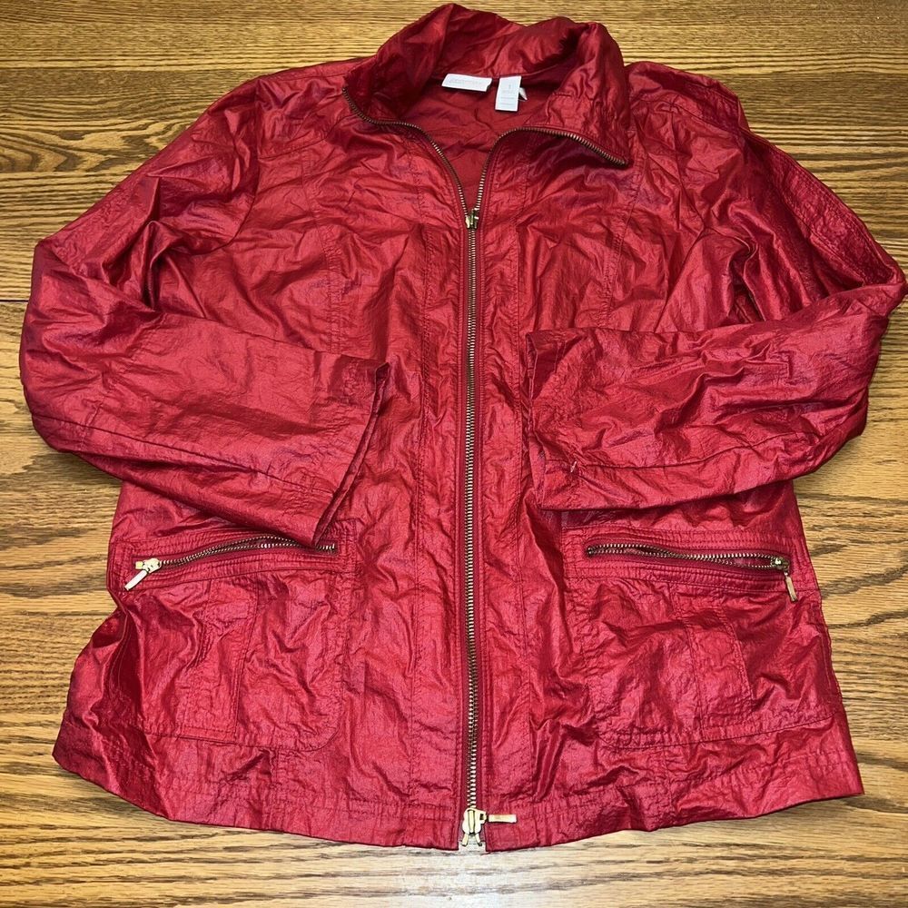 Women's ZENERGY by Chico's Red Full Zip Nylon Jacket Size 1 \ Small